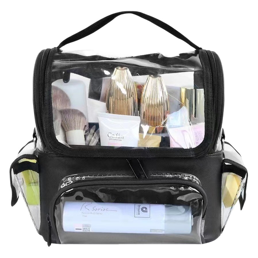 Partición transparente bolsa de cosméticos de gran capacidad bolsa de lavado impermeable multifuncional caso cosmético cuidado de la piel maquillaje bolsa de almacenamiento en stock