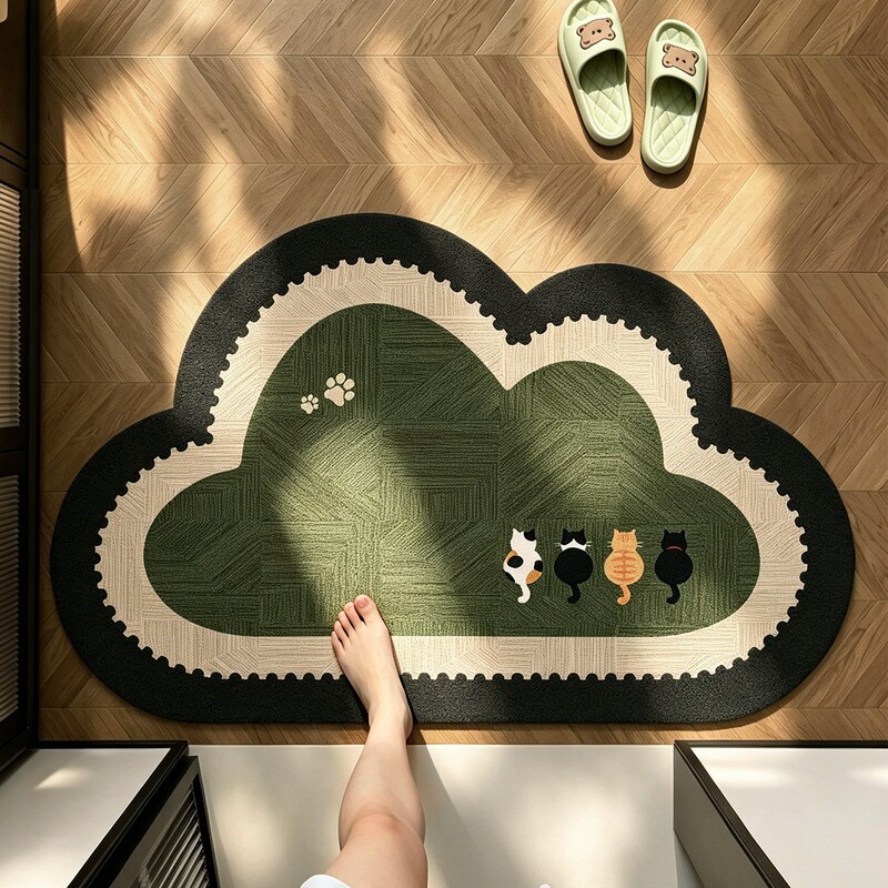 High-end vintage bathroom absorbent floor mat, non-slip carpet for bathroom entrance, toilet dry foot mat