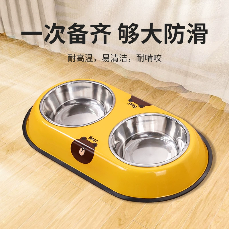 Новый из нержавеющей стали собака чаша миска любимчика двойной чаша интегрированный собака чаша анти-ДЕТОНАЦИОННЫЕ собака чаша питьевой воды Фидер кошка чаша оптом