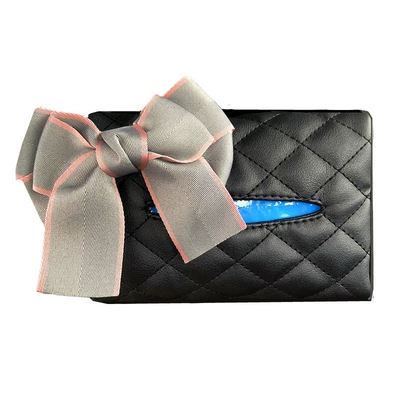 bag car hanging sun visor, Car tissue box/set - black-grey-bow