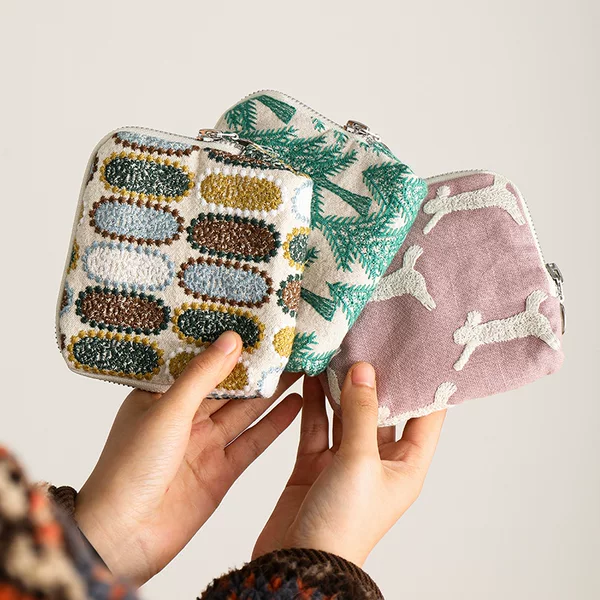 Japanese-Style Small Square Bag, Women's Bag, Cosmetic Bag, Multi-Layer Fabric, Popular Photo Prop Storage Bag, Large Capacity Jewelry Bag