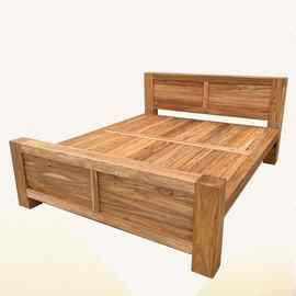 实木双人单人床结实老榆木床平尾木头硬板床现代简约原木家具床