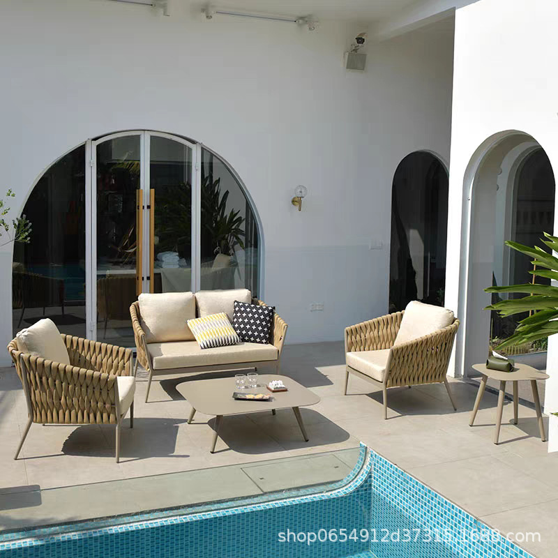 Sofá patio villa silla de vidrio casa de alojamiento hotel jardín balcón terraza al aire libre combinación al aire libre casa de alojamiento al aire libre