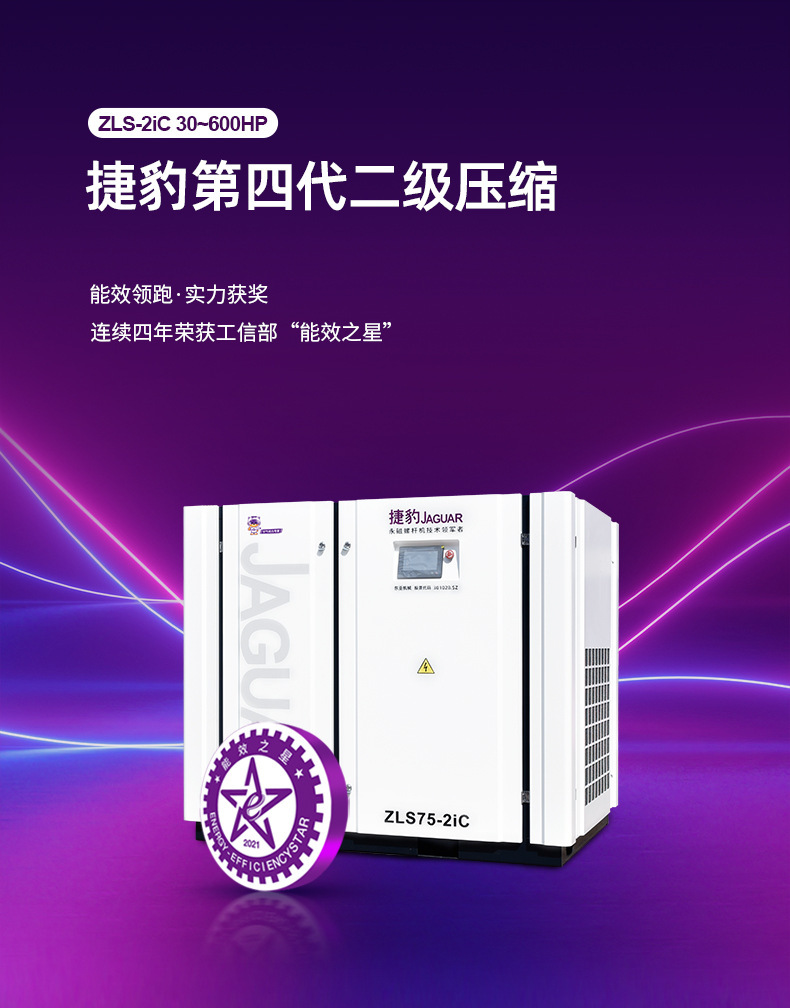 Jaguar Air Compressor 55Kw 75 Hp 55 Kilowatt Two-Stage Air Compressor 10 Cubic Meter Screw Silent Air Compressor