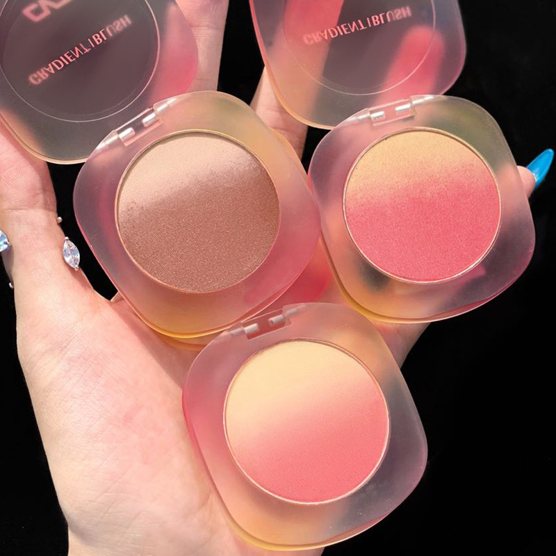 CVZ Three-color gradient Blush Contouring palette, high-gloss pink, not prone to flaking, natural nude makeup, energetic blush undefined