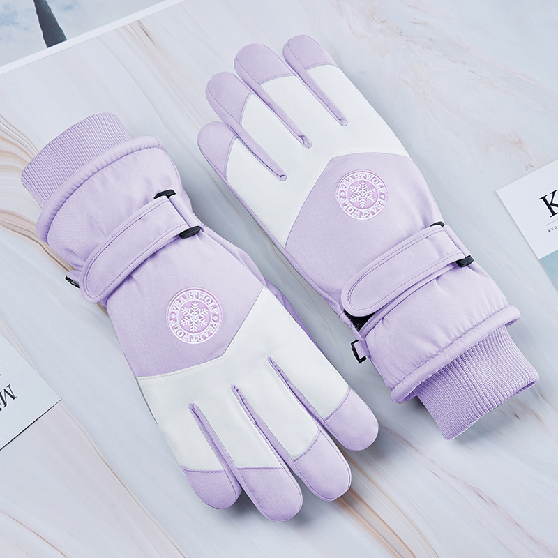 Guantes de esquí de invierno Ciclismo hombres y mujeres al aire libre cálido a prueba de viento impermeable pantalla táctil forrada de lana engrosada par guantes al por mayor