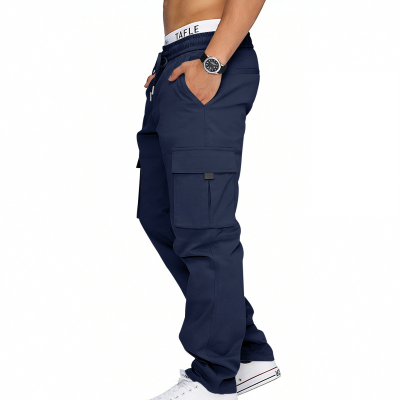 Men's Clothing Men's Casual Trousers Loose Fit Multi Pocket Cargo Pants Patchwork Straight Leg For Formal & Casual_viptrois.com