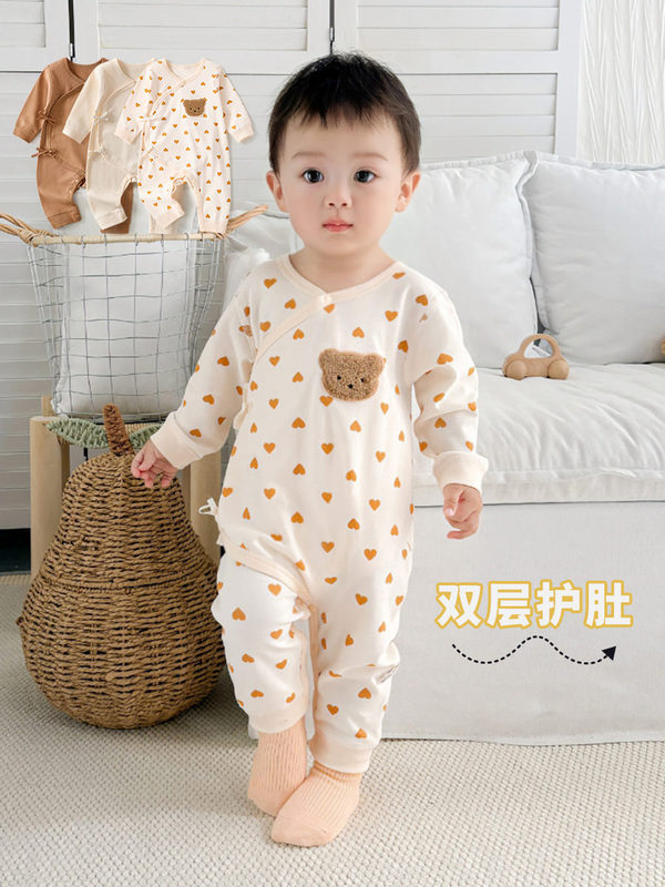 婴儿连体衣新生儿绑带哈衣a类棉四季款婴儿睡衣宝宝蝴蝶衣和尚服|undefined