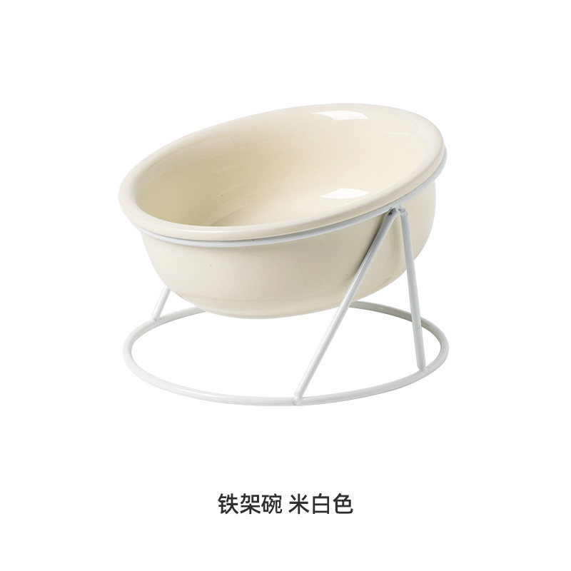 陶磁器の斜口のペットの双碗は頚椎の猫の碗を保護します。|undefined