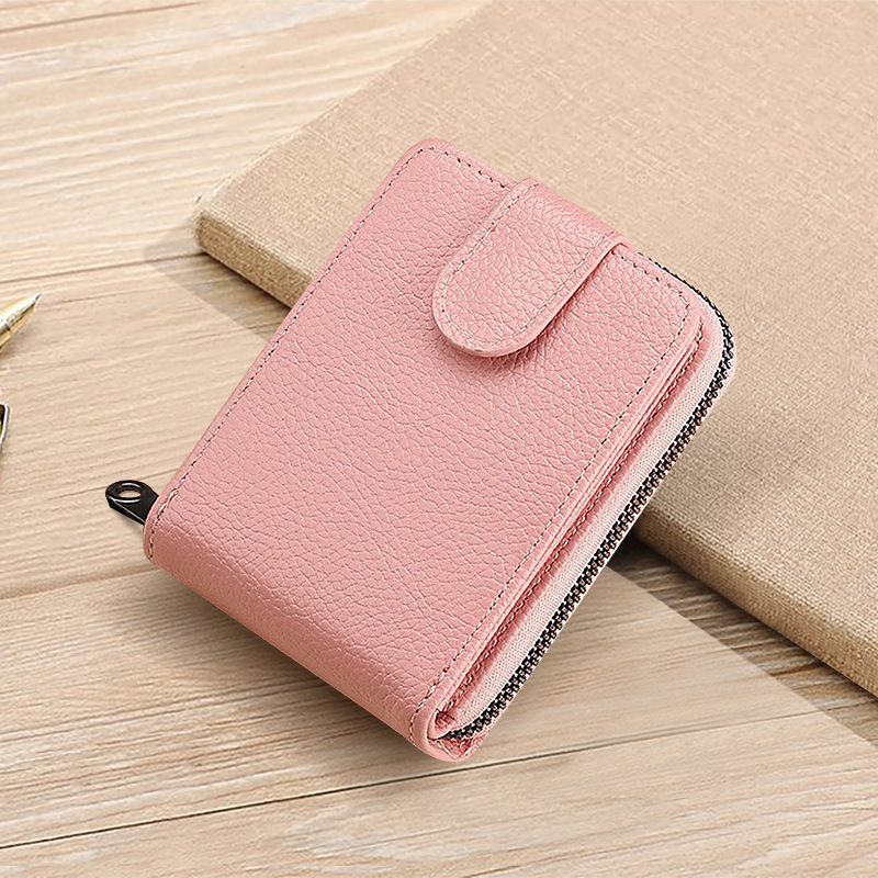 Tarjetero tipo acordeón de nuevo estilo para mujer, billetera multifuncional con cremallera, tarjetero anti-desmagnetización, estuche de cuero para licencia de conducir para hombre