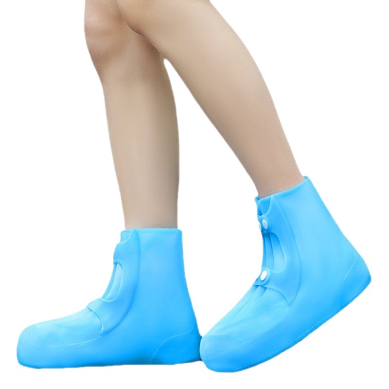 Shoe Covers Waterproof and Non-Slip Rainy Day Silicone Rain Boot Covers Rainproof Outdoor Men and Women Thickeneded Wear-Resistant Sole Foot Covers High Tube Medium Tube