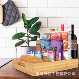 木制厨房收纳盒桌面盘碟子整理收纳盒实木杂物盒手提式可拆卸隔板