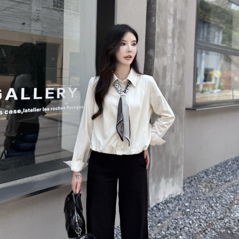 爆款女装2025秋季新款韩版时尚长袖衬衫女设计感小众宽松休闲上衣|undefined