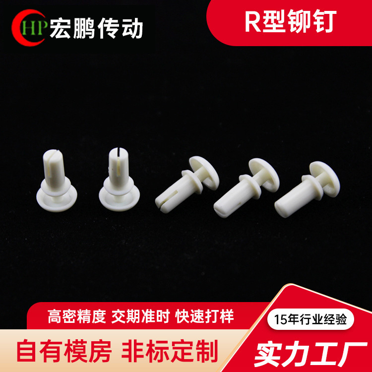 Pa66 Plastic Insulation High-Temperature Resistant Toy Ledger Black and White Color Press-Type Plastic Rivet R-Type Rivet