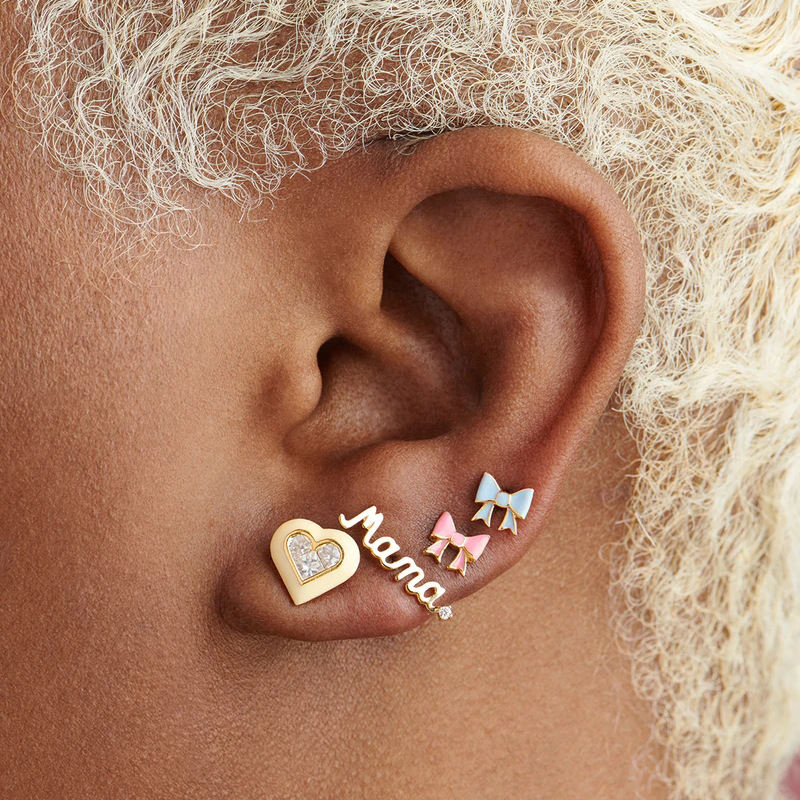 Ear Studs Classification 1 Pair Quantity Daily, Street Occasion 1 Pair 925 Sterling Silver Bow Knot Ear Studs
