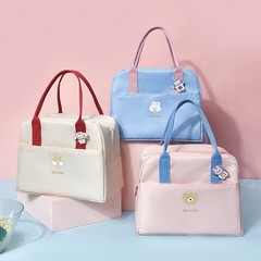 時尚馬卡龍小清新加厚手提保溫包雙層防水大容量保溫飯盒袋便當包