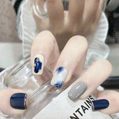 Pure Desire Blue Marble Texture Nail Art Sticker Set Nail Art Completion Nail Nail Clips Removable Nail Art Wearing Nails X105