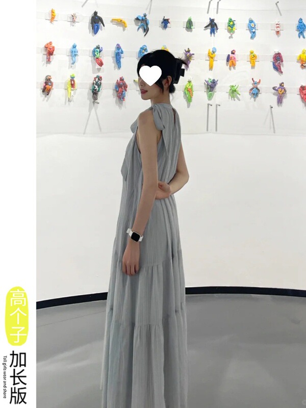 175 Extended Version Tall Gentle Style Halter Dress for Women Summer Korean Vacation Style Age-Reducing Loose Long Dress 175 Extended Version Tall Gentle Style Halter Dress for Women Summer Korean Vacation Style Age-Reducing Loose Long Dress