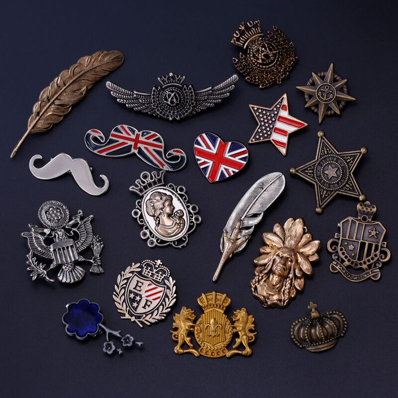 ins retro artistic metal British brooch IDY all-match backpack bag decoration pin badge badge custom
