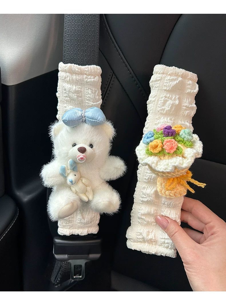 Car Seat Belt Shoulder Protector Anti-Neck Strangulation Cartoon Cute High-End Car Interior Decoration Car Protective Cover for Women