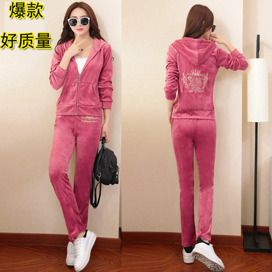 Dropshipping 2025 Gold Velvet Sports Suit Women's Autumn and Winter Fashion Large Size Casual Two-Piece Set