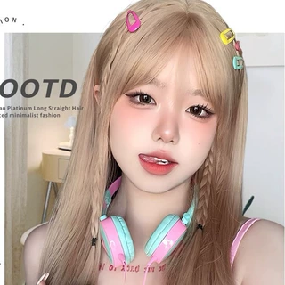 画蔻假发女长发时尚自然透气仿真发全头套式韩系白金长直发假发套
