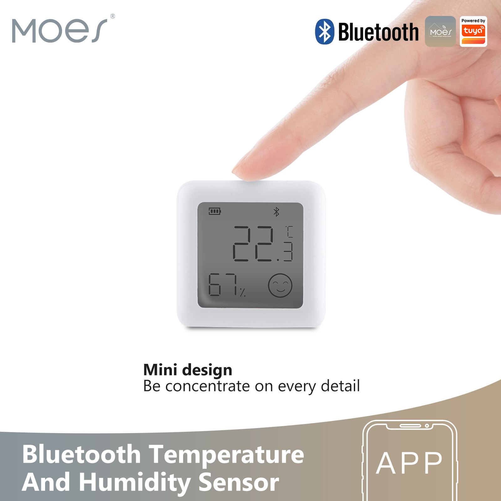 涂鸦蓝牙智能家居温湿度计LCD显示屏app遥控检测温湿度探测传感器|ms