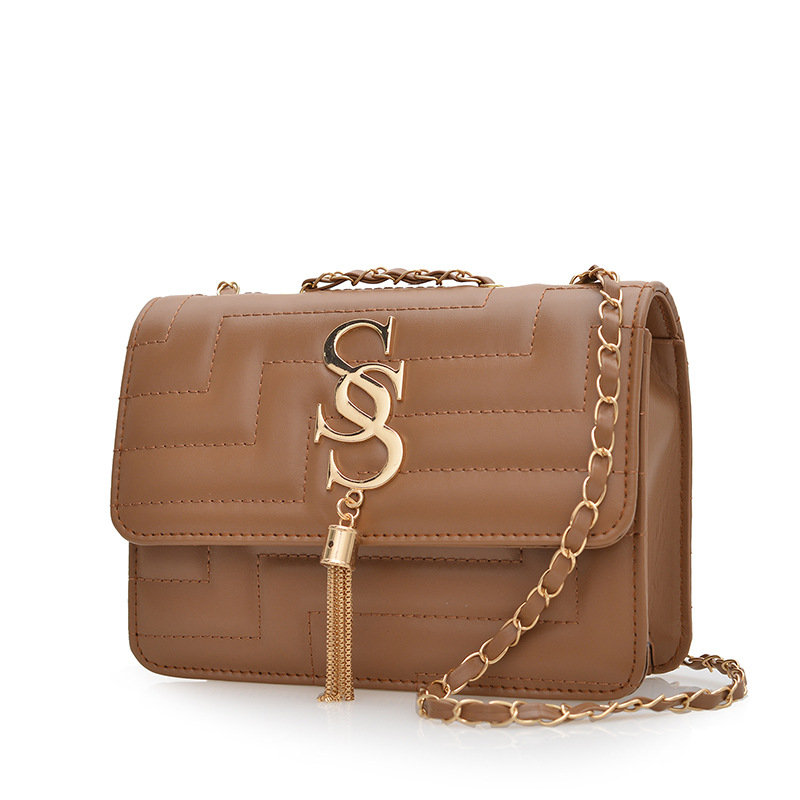 Bolso de cadena popular de este año bolso de mensajero retro femenino pequeño bolso cuadrado 2025 primavera nuevo bolso de hombro con borla de moda