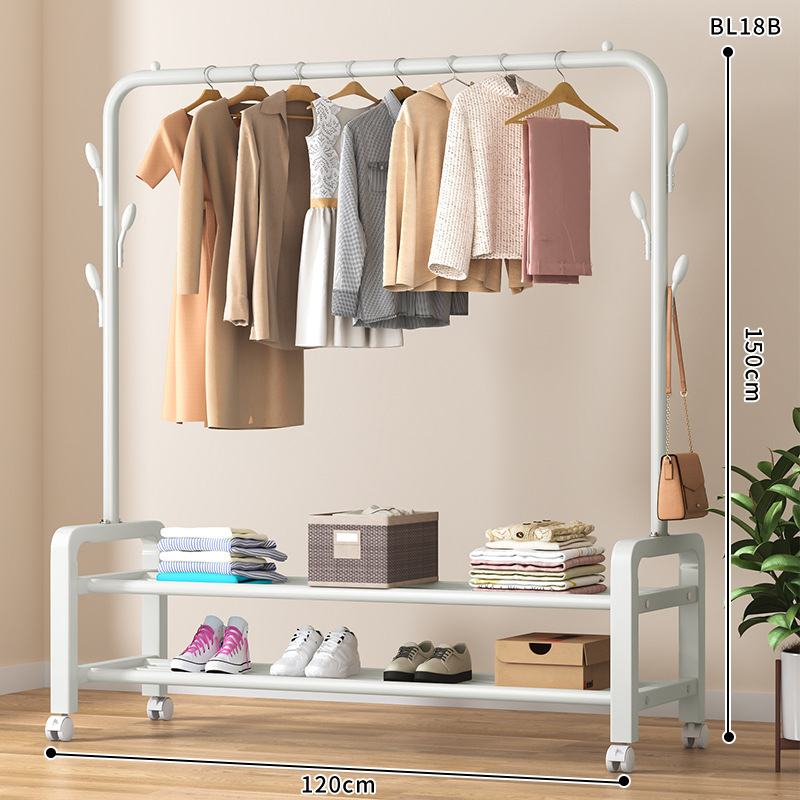 120cm [화이트 단극] 2단 수납선반 + 바퀴