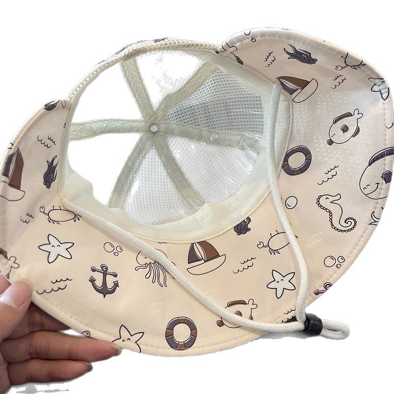 Sombra coreana para niños de verano temporada de sombreros grandes aleros gorro de pescador transpirable de malla para niños gorra casual para bebés