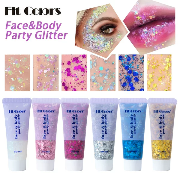 Fit Colors30Ml Sequin Gel Mermaid Scales Face Body Sequin Eye Shadow Colorful Polarized Stage Makeup