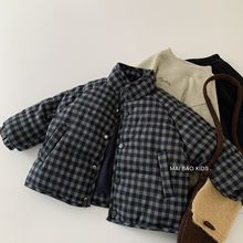 麦宝儿童棉服2025冬季新款男女童格子加厚棉衣外套宝宝冬装批发潮