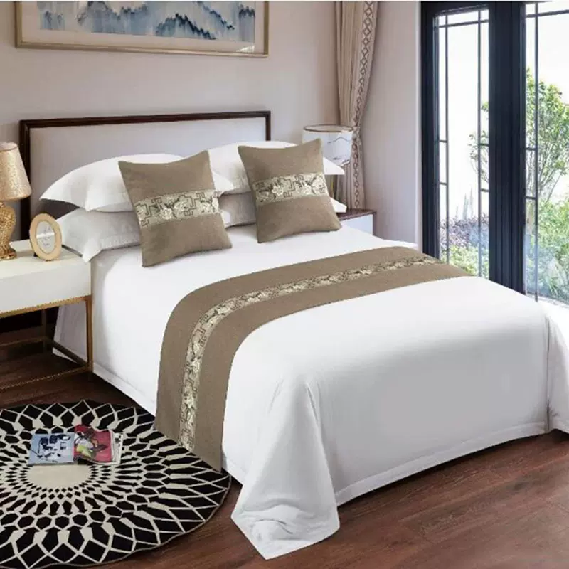 民宿床品批发406080支全棉酒店床单被罩宾馆布草四件套家纺