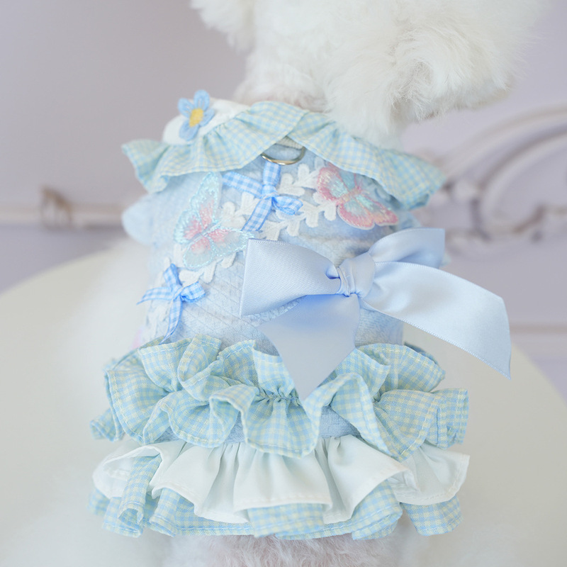 狗狗衣服秋冬装猫咪公主裙格子纱小裙可牵引小型犬泰迪宠物衣批发|undefined