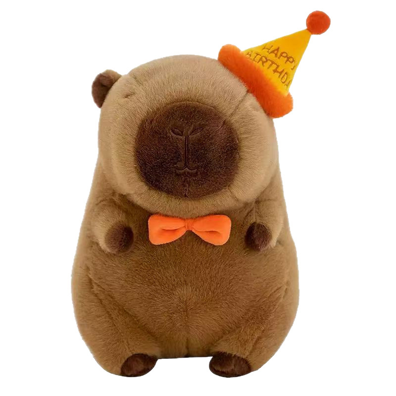 インターネット有名人カピバラぬいぐるみ人形かわいい誕生日帽子カピバラクロスボーダー人形イベントギフト布人形|undefined
