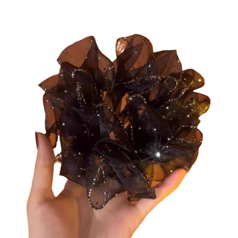 Brotes de flores negras de alta calidad, anillo de cabello de estrellas, banda de goma de alta elasticidad, bolas de cabeza, anillo de cabello de intestino grueso, cuerda de cabello para mujeres