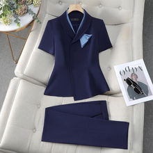 高端职业装西装套装女夏季薄款短袖气质珠宝美容院酒店前台工作服
