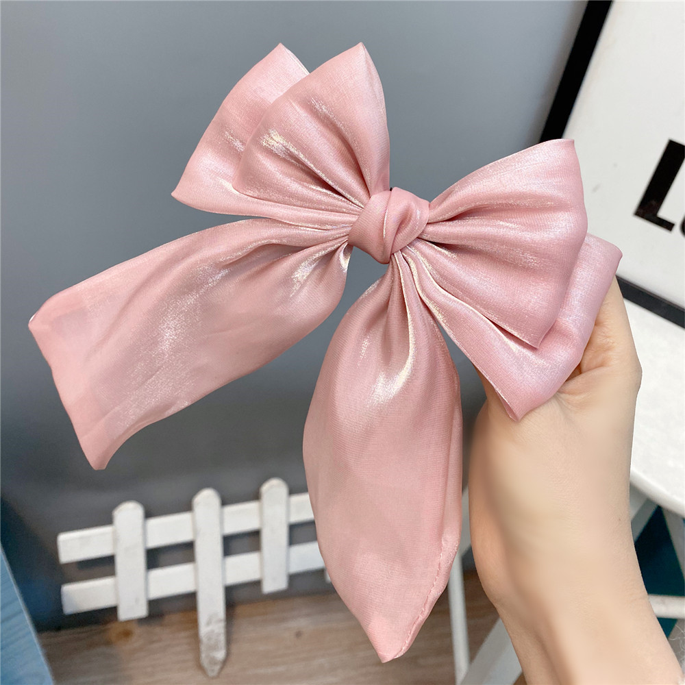 20g Weight Headwear Classification Wedding, Travel Occasion Plaid, Bow Knot Pattern Women'S Gender Sky Blue, Grey, Pink, Red, Yellow Color Fashion Long Streamer Mermaid Three-tier Big Bow Hairpin 9