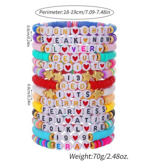 Amazon Fourteen-Piece Taylor Swift Fan Letter Colorful Soft Clay Bracelet Taylor Swift Friendship Bracelet