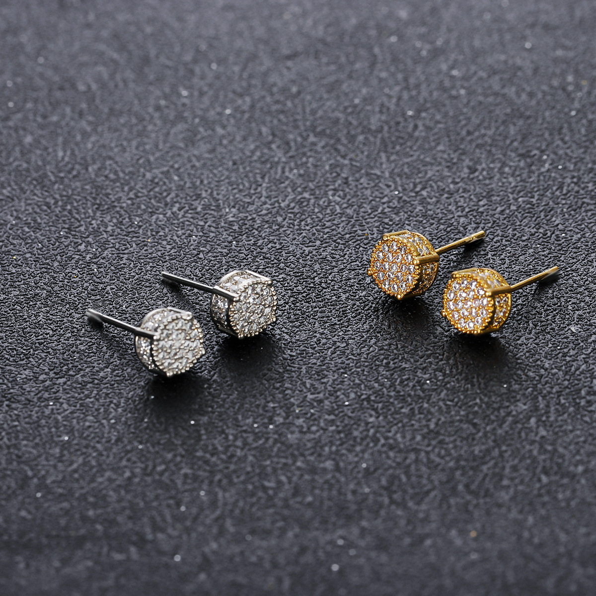 Holiday, Daily Occasion 1 Pair IG Style Hip-Hop Geometric Copper Zircon Men's Unisex Earrings Ear Studs
