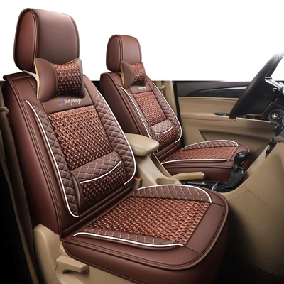 7-Seater Car Seat Covers for: Universal seat cover - 2-seats-ice-silk-brown-604015