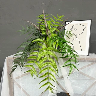 仿真植物5叉软胶金丝猴蕨植物造景装饰盆栽仿真绿植墙布景假草叶