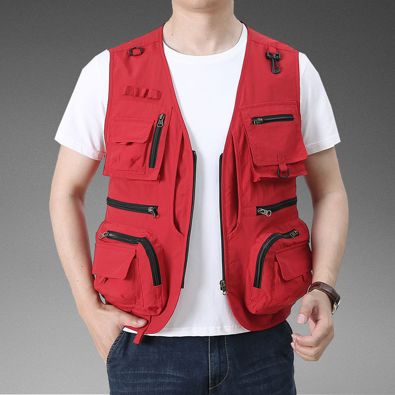 [8512] Workwear waistcoat men's spring and autumn multi-pocket photographer fishing tactical functional vest overalls waistcoat