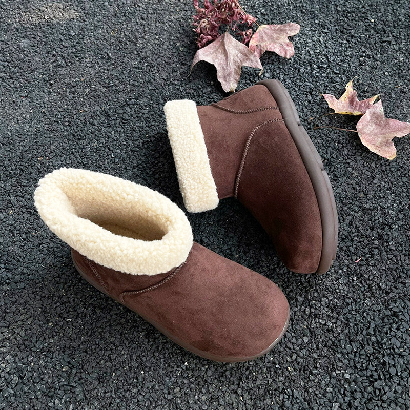 Stivali da neve da donna in vera pelle di pecora 2025, stivaletti invernali foderati in pile in stile britannico, scarpe casual antiscivolo_voghion.com