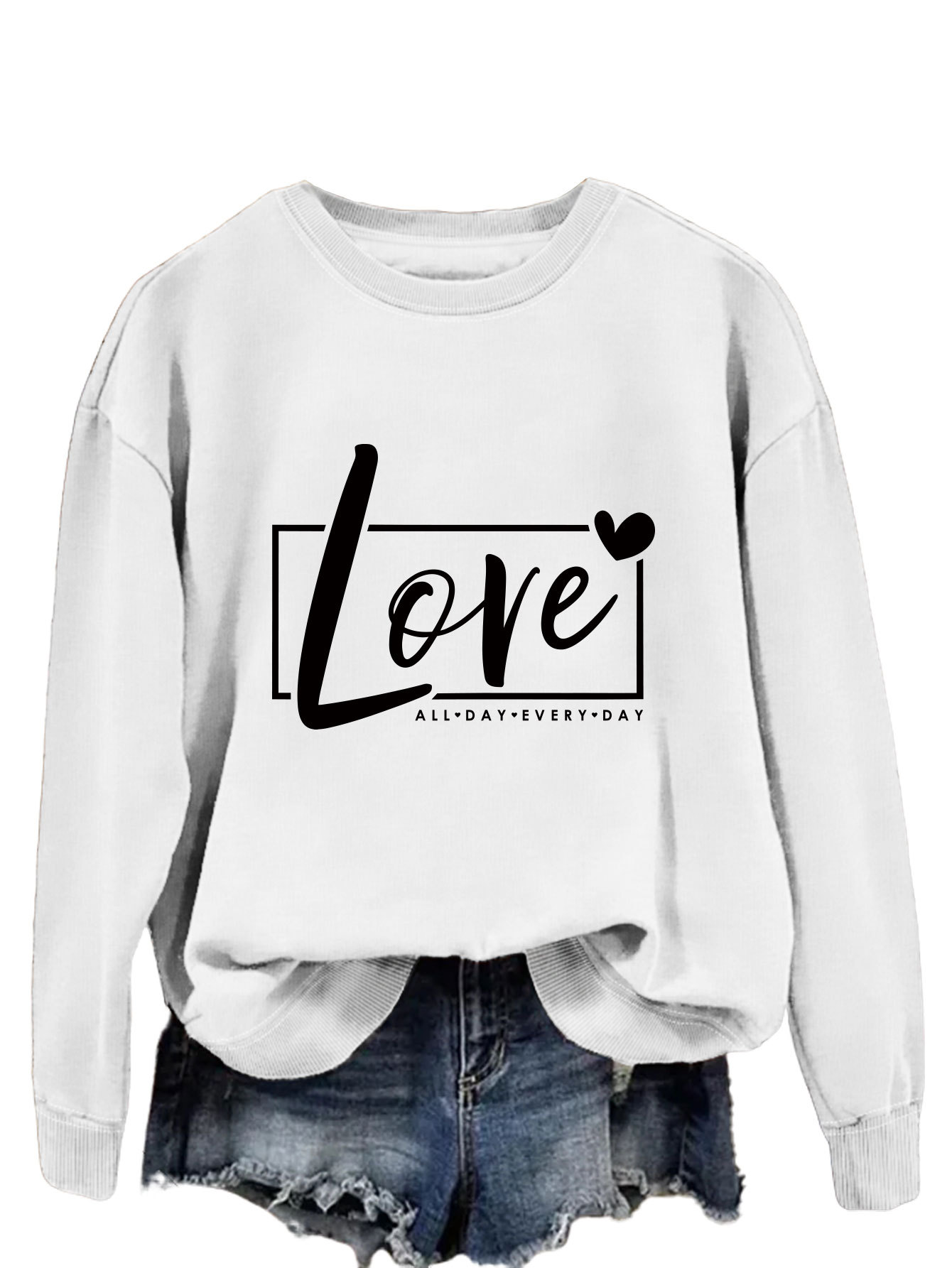 Women's Hoodies Long Sleeve Printing Basic Streetwear Letter Heart Shape display picture 36