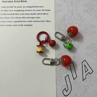 Tomato Keychain AirPods Protective Cover Headphone Shell Pendant Creative Artificial Tomato Fruit Key Chain Pendant