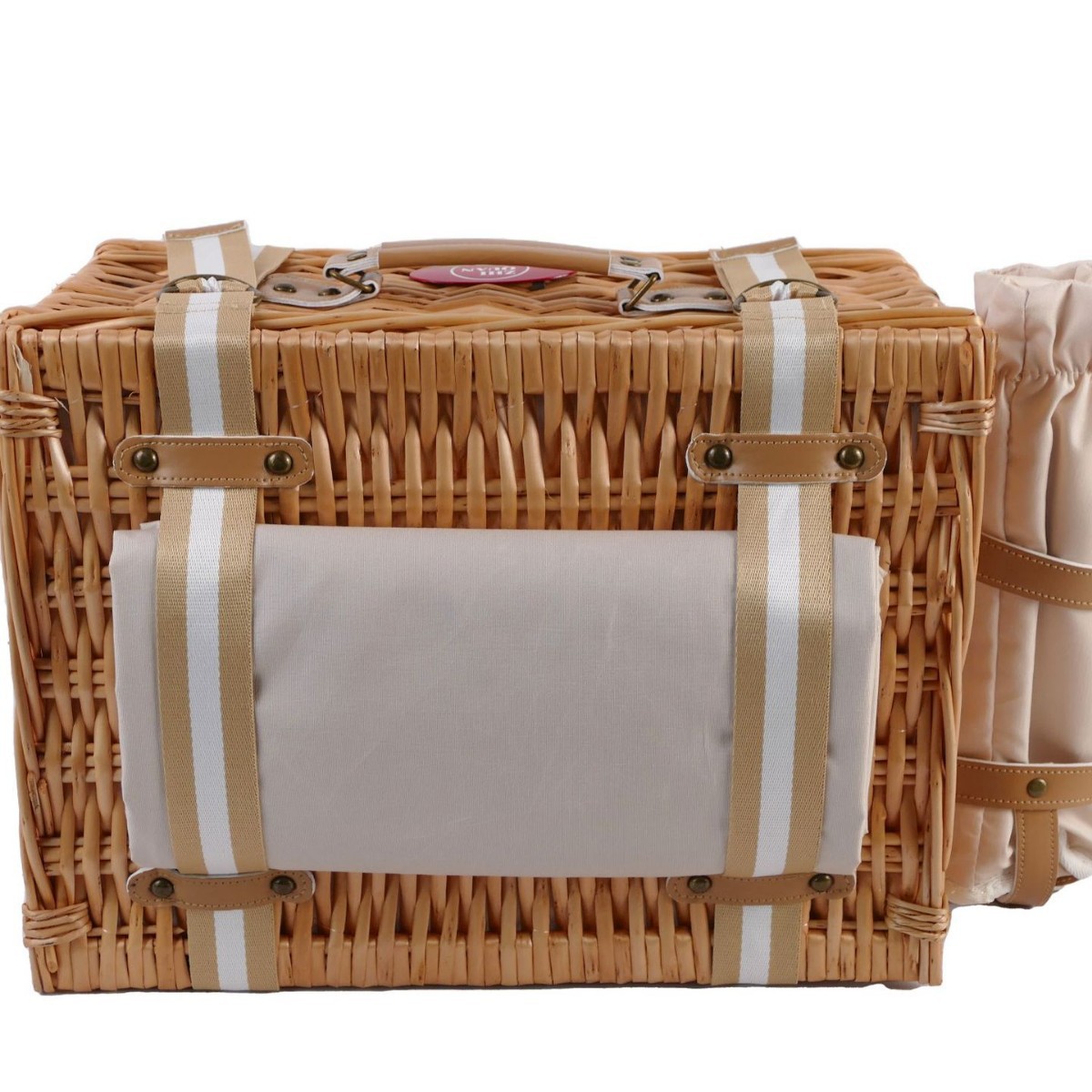 Cestas de picnic de sauce de caña cestas de aislamiento de picnic en red cubiertos plegables portátiles almacenamiento de suministros completos para acampar