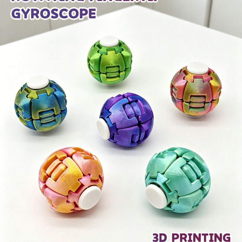Cross-Border New Product Press-And-Spin 3D Stress Relief Ball, Colorful Spinning Ball, Fingertip Gyro Spinning Ball, Stress Relief Toy Wholesale
