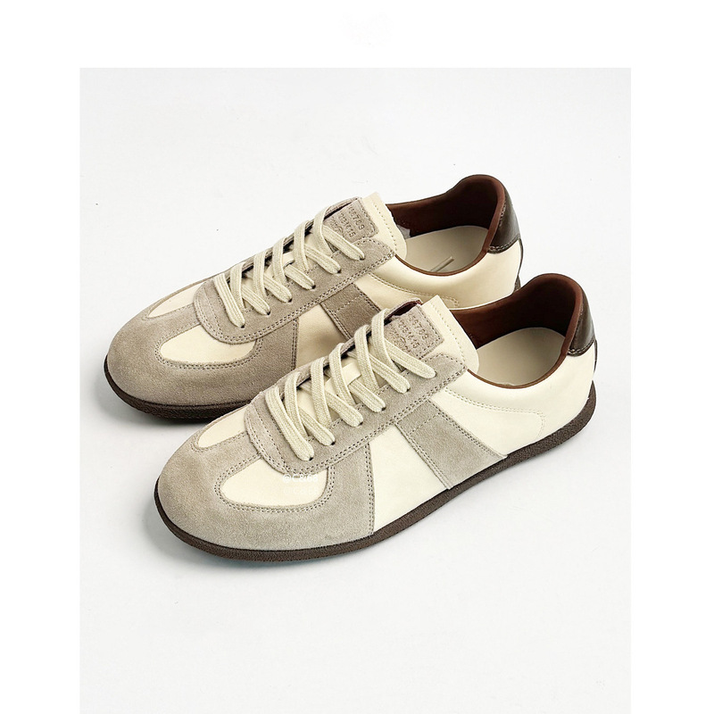 Genuine leather retro German training shoes for women, 2026 new model, low-top shallow single shoes, round toe, lace-up, flat-soled sports casual sneakers Genuine leather retro German training shoes for women, 2026 new model, low-top shallow single shoes, round toe, lace-up, flat-soled sports casual sneakers