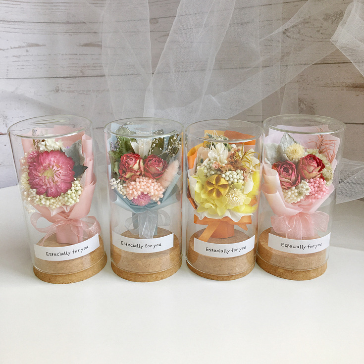 Wunsch Flasche Trocken Blumen Strauß Mini-glas Abdeckung Korken Ornamente Dekoration Lehrer Tag Weihnachts Geschenk display picture 2